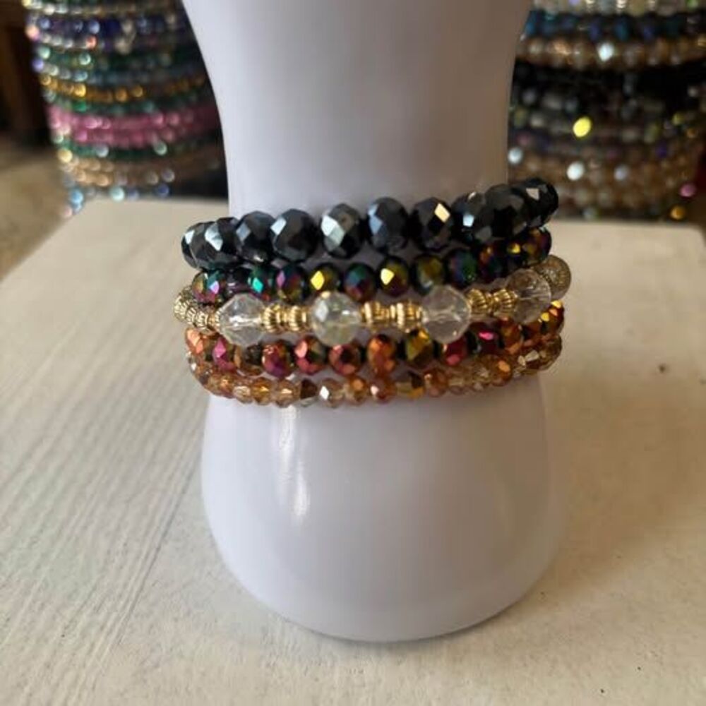 Handmade Beaded Stretch Bracelets Stack 0245